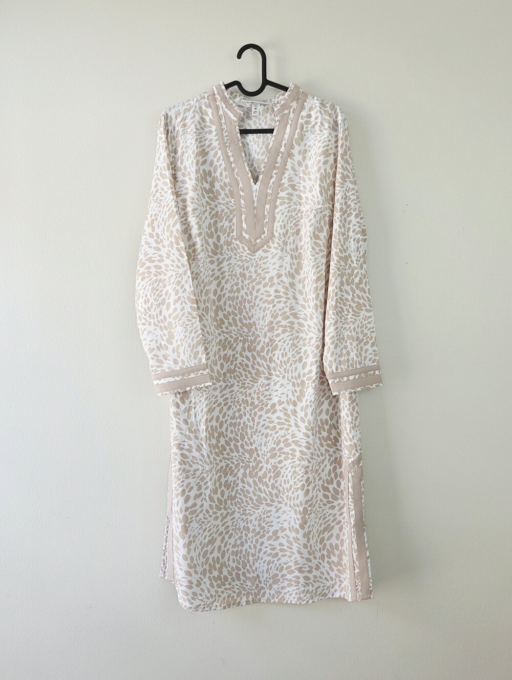 Coolibar UPF 50+ Tan White Sampika Tunic Coverup Dress Spotted Medium